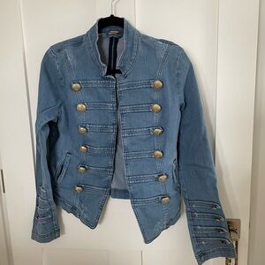 Free People Military Style Denim Jacket